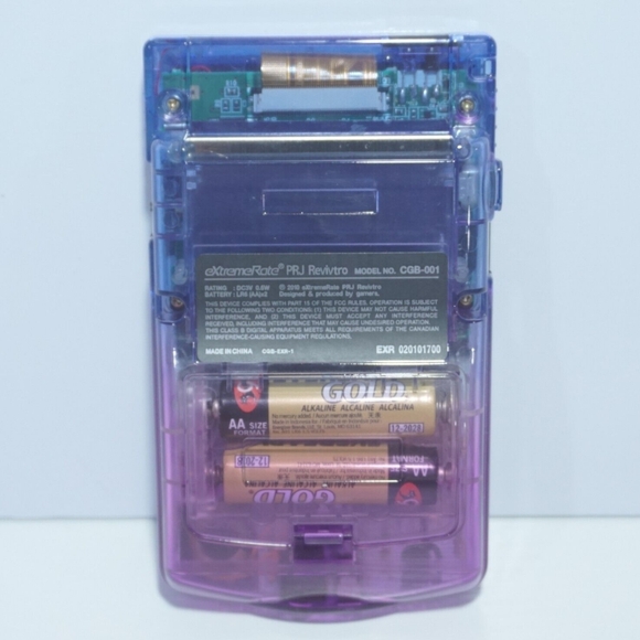 Clear Blue Purple Gameboy Color GBC Handheld Console with IPS Backlit LCD Screen - Picture 4 of 8